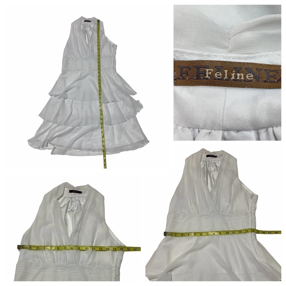 FELINE White Ruffled Halter Fit & Flare Dress - Picture 12 of 12
